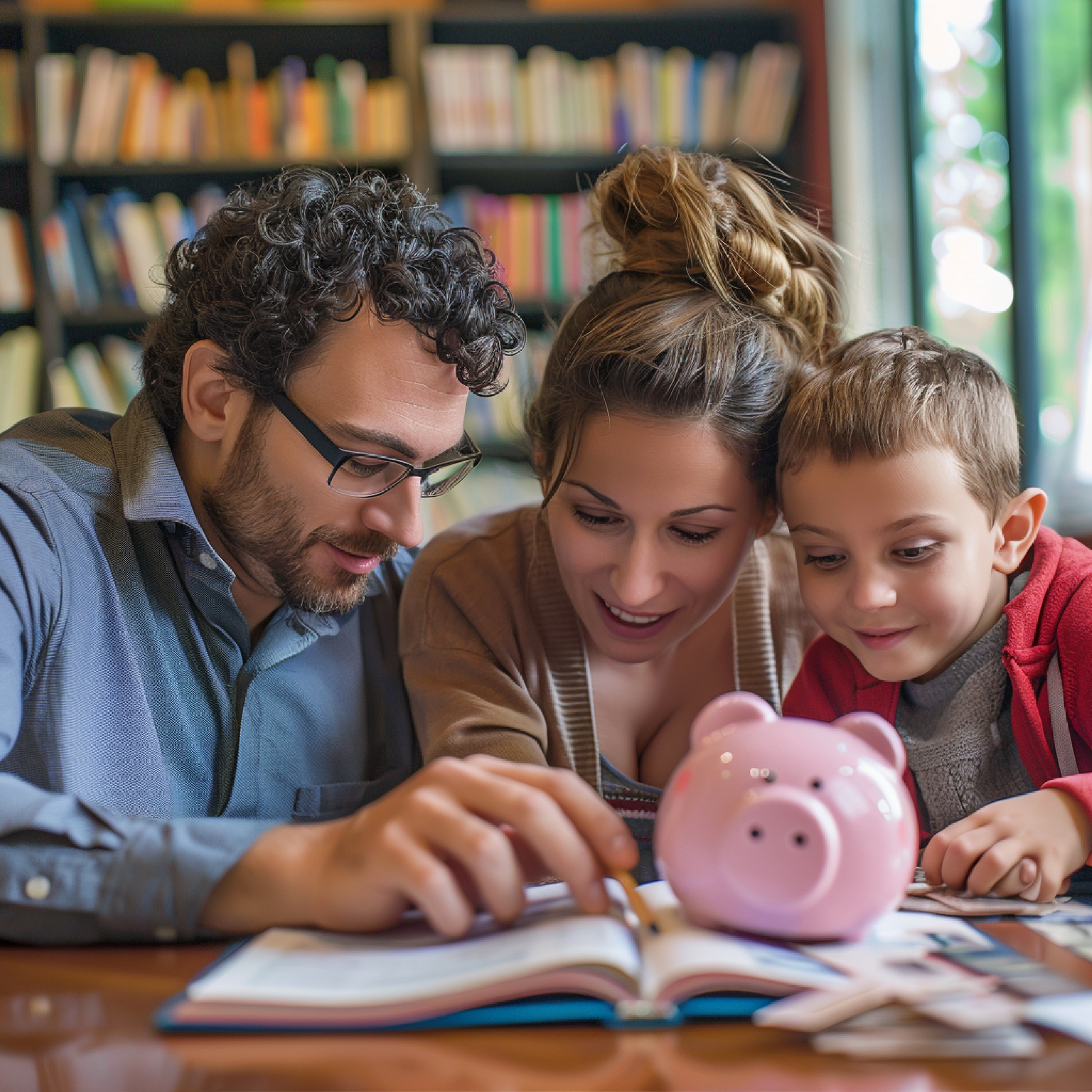 visual family setting up college fund educational savings account their children
